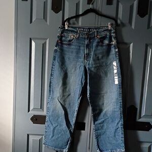 American Eagle Outfitters Men's Washed Blue Relaxed Jeans